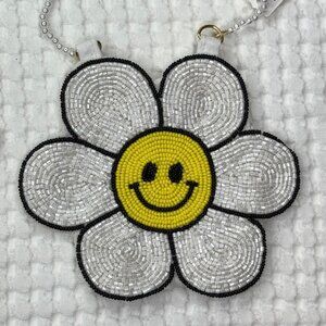 Brand NEW Viral White Smiley Flower Beaded Mini Bag